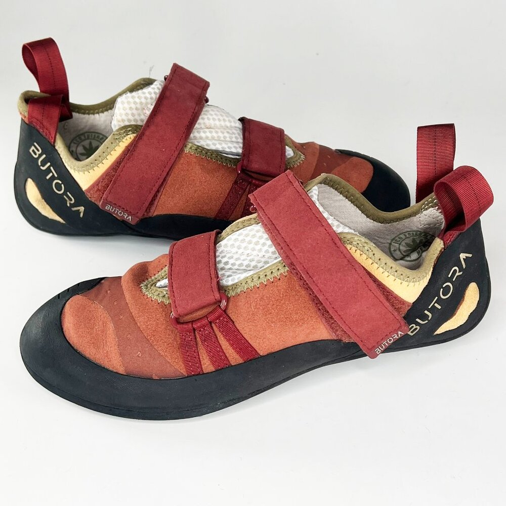 Butora Endeavor Tight Fit Rock Climbing Shoes Black Rust Brown Yellow Women 9.5
